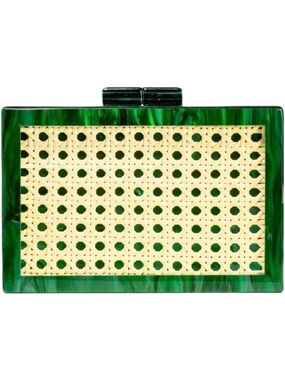 Chic Woven Rattan Square Box Crossbody Handbag | Stylish Acrylic Shoulder Purse